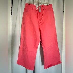 LOFT Coral High-Rise Wide-Leg Jeans NWT